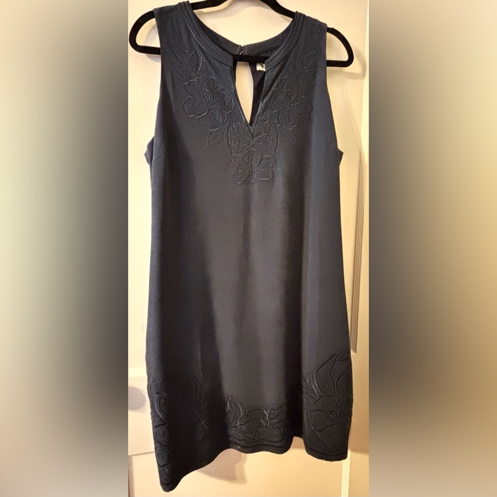 Tommy Bahama Silk Embellished Sheath Dress with lining - Navy
